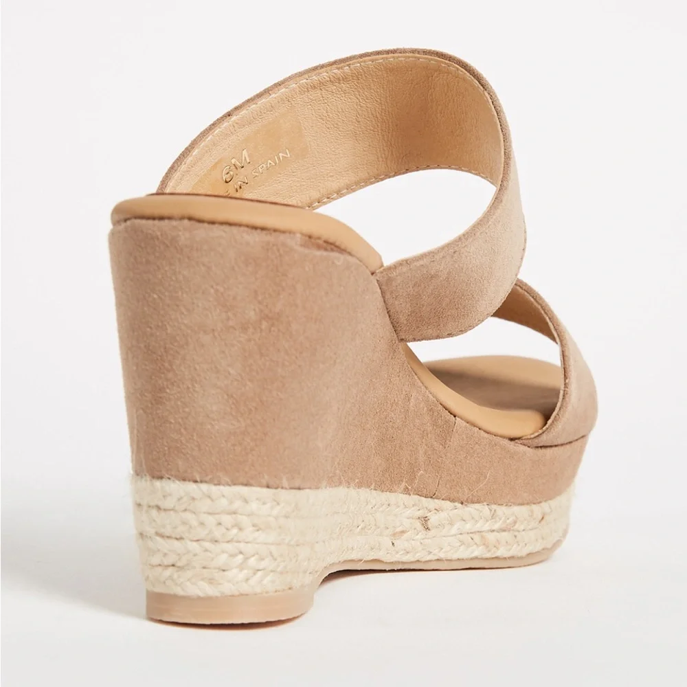 Matt Bernson 8 Icaria Platform Wedge Espadrilles in Tan Suede EUC Made In Spain